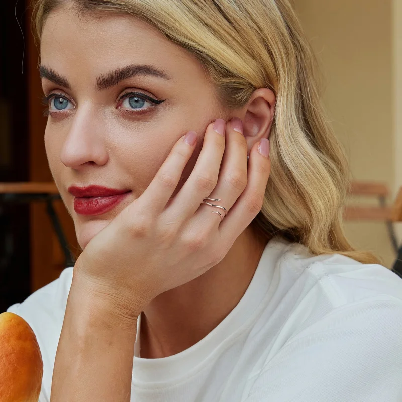 (Bild für) PANDORA-Stil Mehrschichtiger einfacher offener Ring - SCR1040-E - Ansicht 8