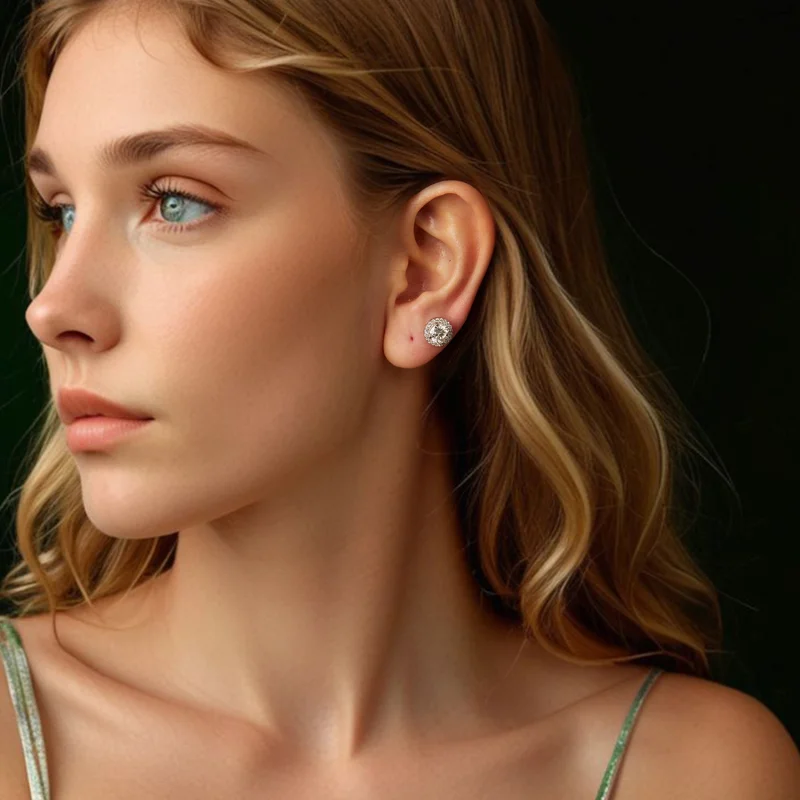 (Bild für) Pandora Style 1Ct Moissanit-Steckerohrringe (Zwei Zertifikate) - MSE039 - Ansicht 2
