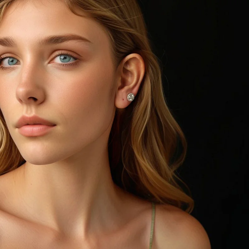 (Bild für) Pandora Style 1Ct Moissanit-Steckerohrringe (Zwei Zertifikate) - MSE039 - Ansicht 3