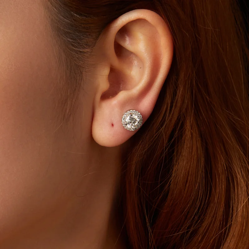 (Bild für) Pandora Style 1Ct Moissanit-Steckerohrringe (Zwei Zertifikate) - MSE039 - Ansicht 4