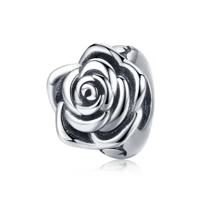 (Bild für) Silberner weißer Rosen-Charm im Pandora-Stil - SCC1101