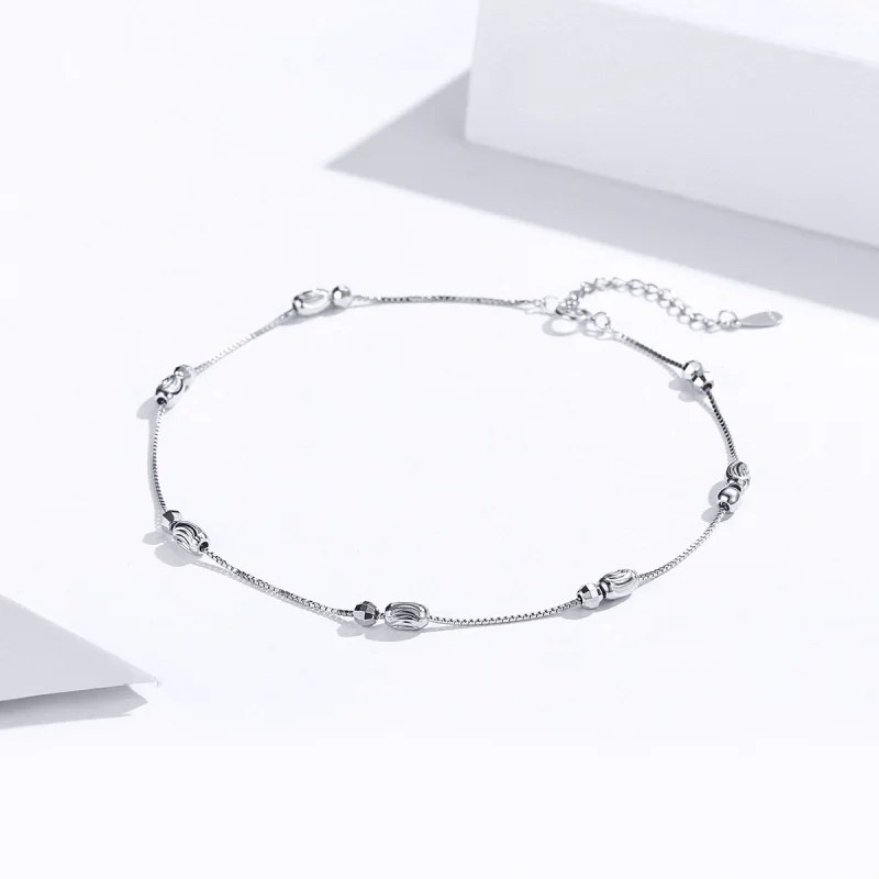 (Bild für) Fußkettchen im Pandora-Stil aus Silber mit kleinen runden Perlen - SCT010 - Ansicht 2