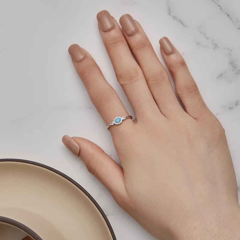 (Bild für) Aquamarin-Ring im Pandora-Stil - BSR436 - Ansicht 5