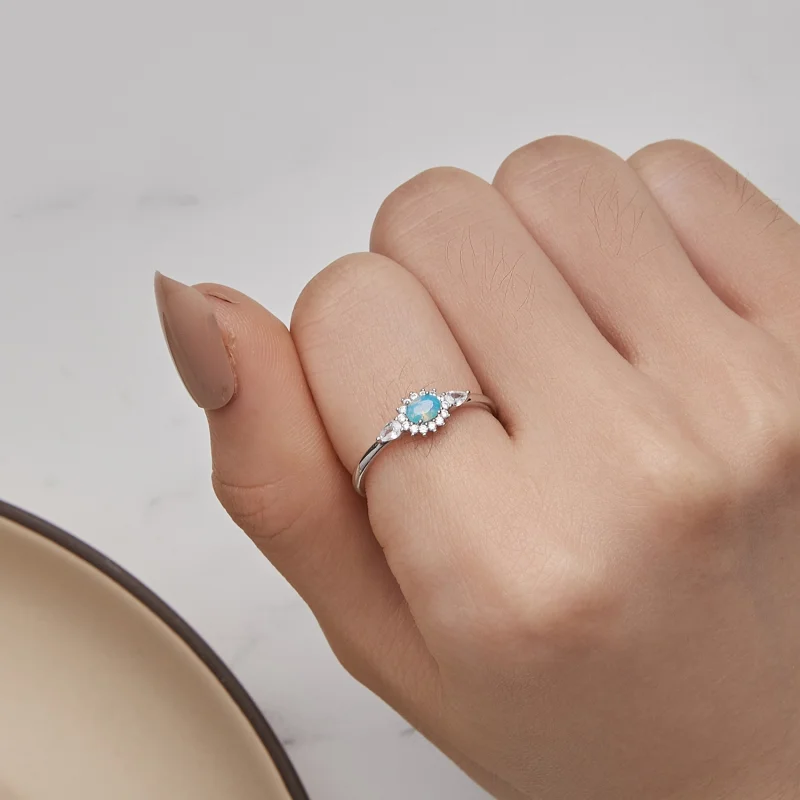 (Bild für) Aquamarin-Ring im Pandora-Stil - BSR436 - Ansicht 6