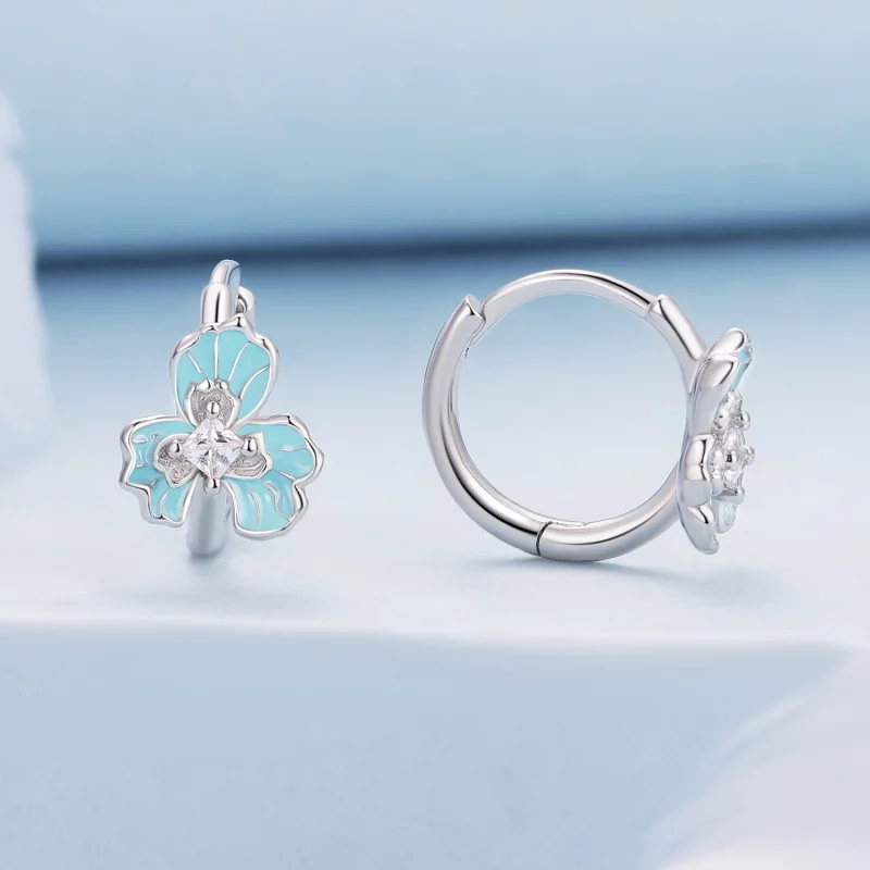 (Bild für) Blaue Iris-Creolen im Pandora-Stil - BSE843 - Ansicht 2