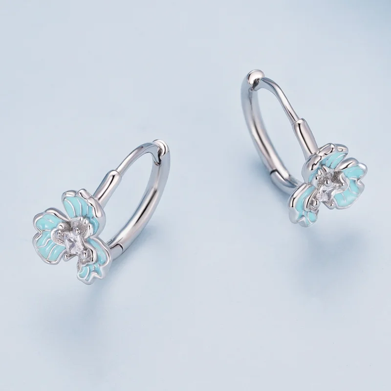 (Bild für) Blaue Iris-Creolen im Pandora-Stil - BSE843 - Ansicht 3