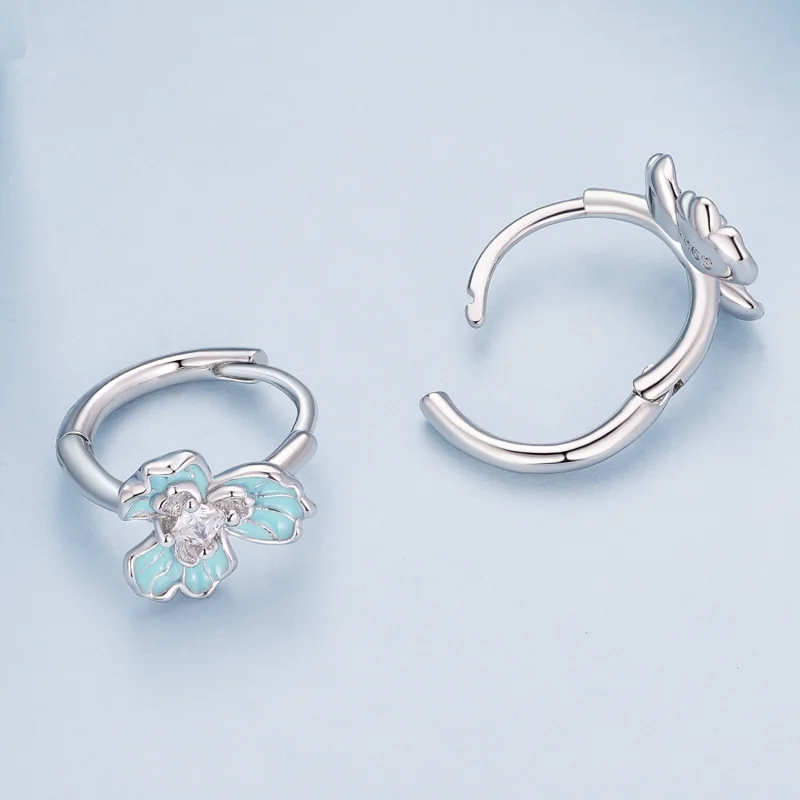 (Bild für) Blaue Iris-Creolen im Pandora-Stil - BSE843 - Ansicht 4