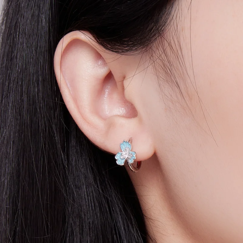 (Bild für) Blaue Iris-Creolen im Pandora-Stil - BSE843 - Ansicht 5