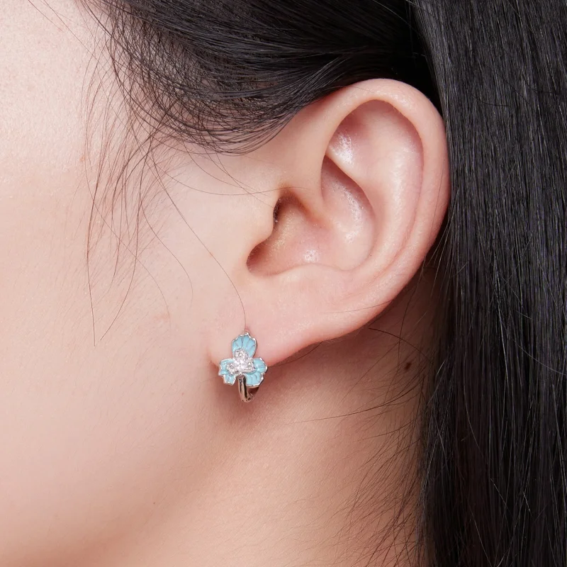 (Bild für) Blaue Iris-Creolen im Pandora-Stil - BSE843 - Ansicht 7
