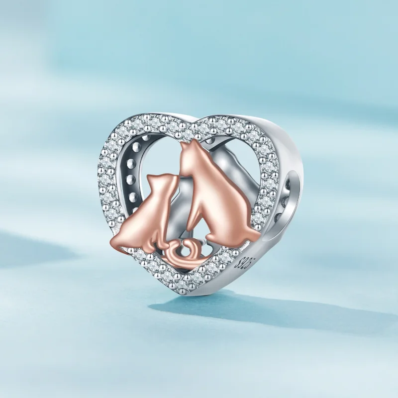 (Bild für) Charm „Kuss die Katze“ im Pandora-Stil - SCC2517 - Ansicht 2