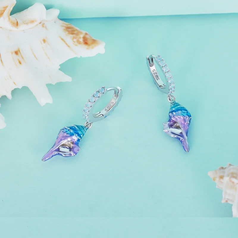 (Bild für) Creolen „Dream Conch“ im Pandora-Stil - BSE841 - Ansicht 3