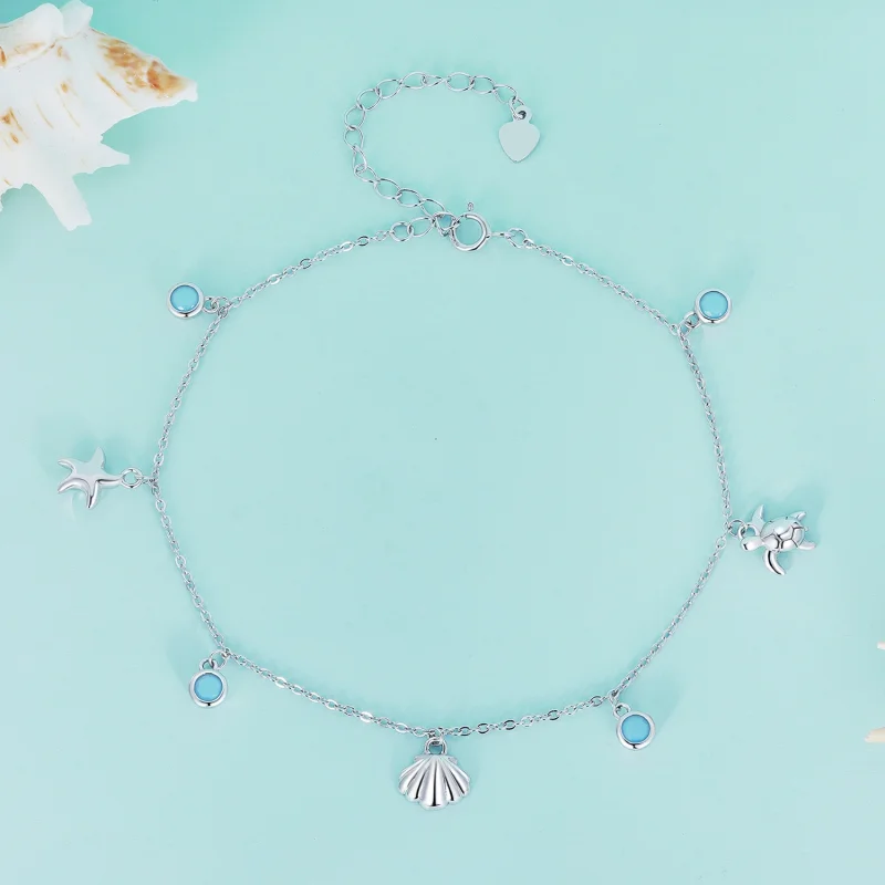 (Bild für) Fußkettchen „Summer Ocean“ im Pandora-Stil - BST006 - Ansicht 2