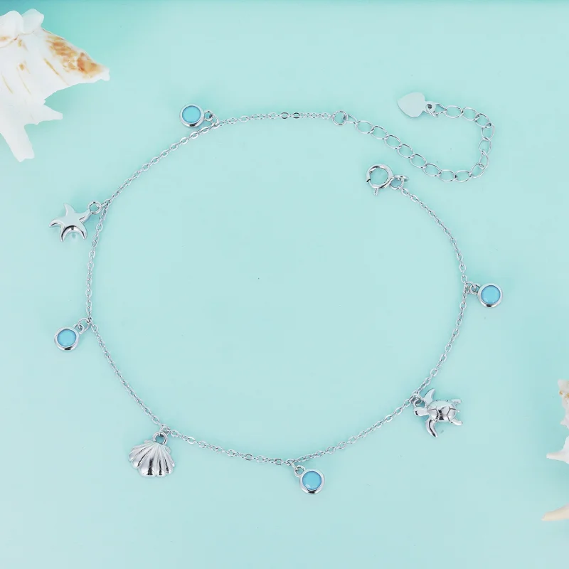 (Bild für) Fußkettchen „Summer Ocean“ im Pandora-Stil - BST006 - Ansicht 3