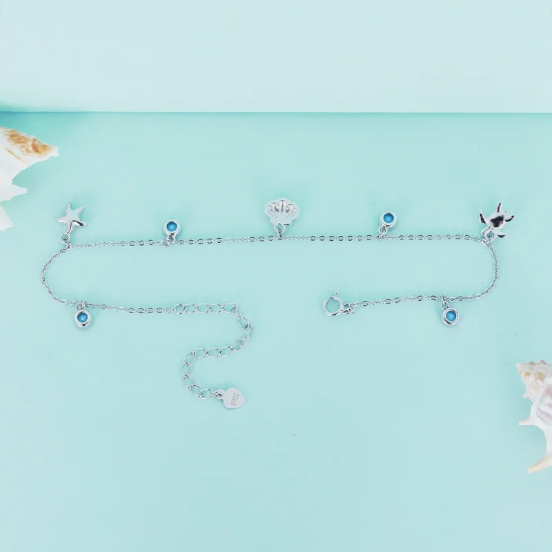(Bild für) Fußkettchen „Summer Ocean“ im Pandora-Stil - BST006 - Ansicht 4