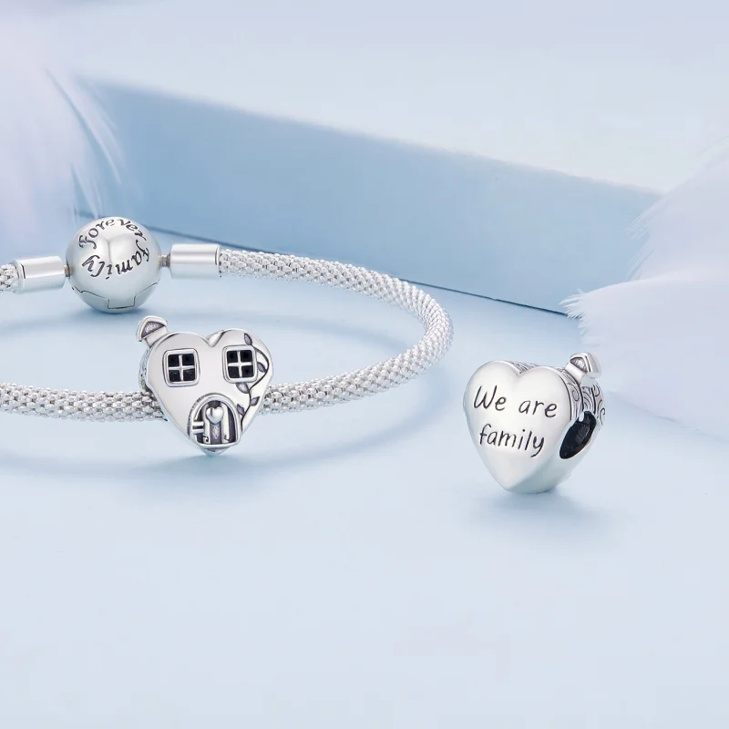 (Bild für) Herzförmiger Haus-Charm im Pandora-Stil - BSC871 - Ansicht 4