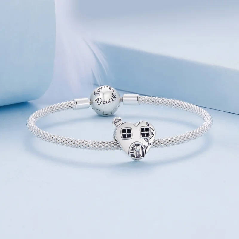 (Bild für) Herzförmiger Haus-Charm im Pandora-Stil - BSC871 - Ansicht 5
