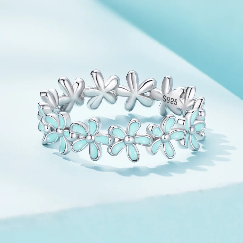 (Bild für) Kleiner blauer Blumenring im Pandora-Stil - SCR931 - Ansicht 3