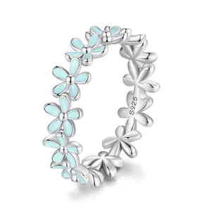 (Bild für) Kleiner blauer Blumenring im Pandora-Stil - SCR931