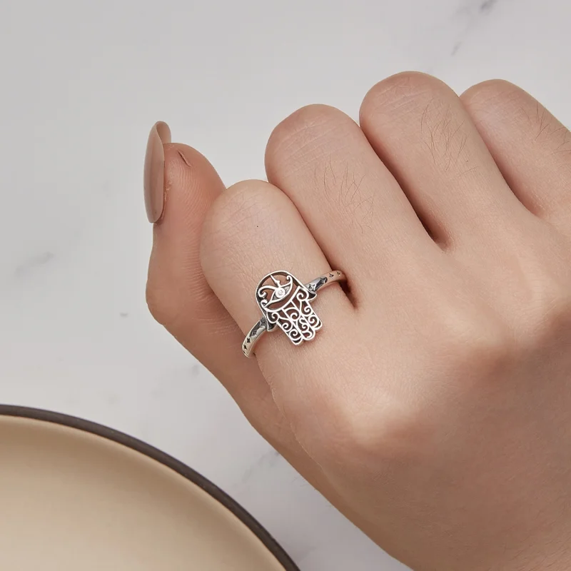 (Bild für) Offener Ring „Hand der Fatima“ im Pandora-Stil - SCR938 - Ansicht 6
