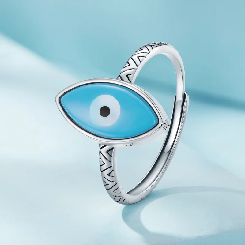 (Bild für) Offener Ring mit blauem Teufelsauge im Pandora-Stil - SCR937 - Ansicht 2