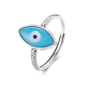 (Bild für) Offener Ring mit blauem Teufelsauge im Pandora-Stil - SCR937