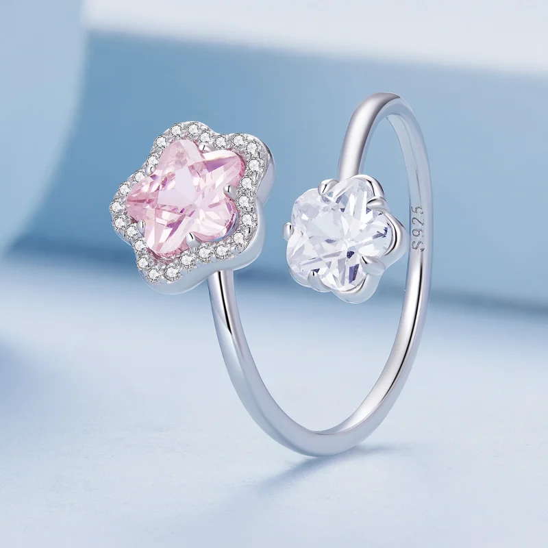 (Bild für) Offener Ring mit kleiner Blume im Pandora-Stil - BSR439 - Ansicht 2