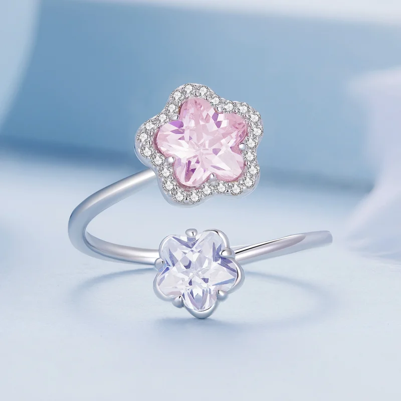 (Bild für) Offener Ring mit kleiner Blume im Pandora-Stil - BSR439 - Ansicht 3