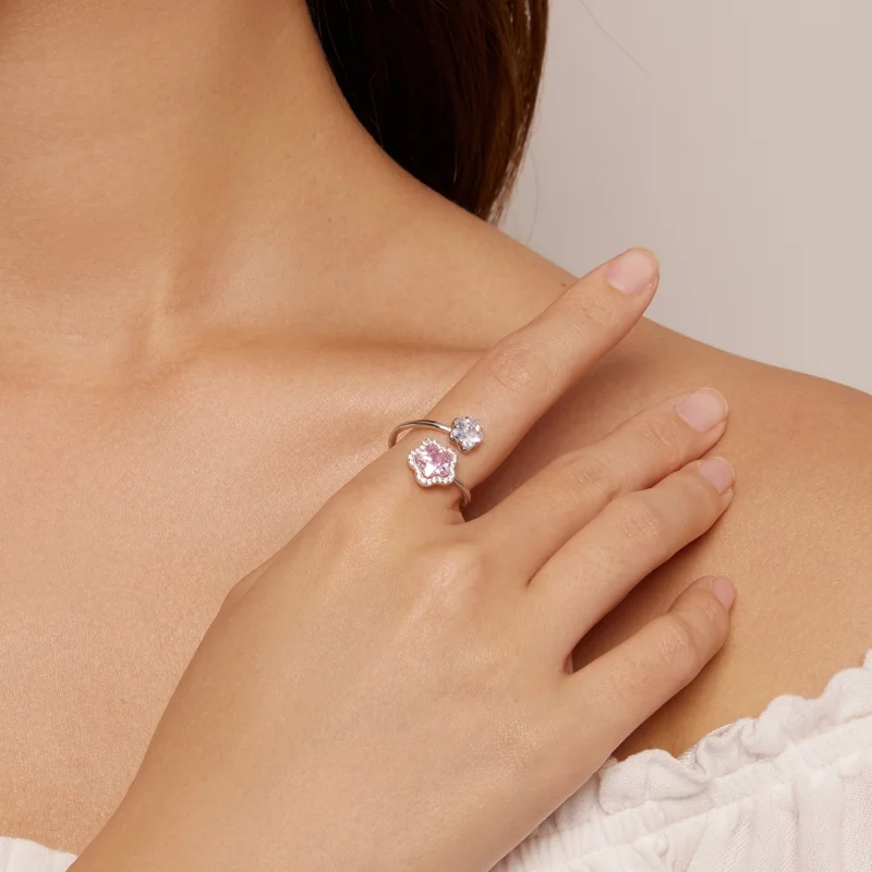 (Bild für) Offener Ring mit kleiner Blume im Pandora-Stil - BSR439 - Ansicht 4