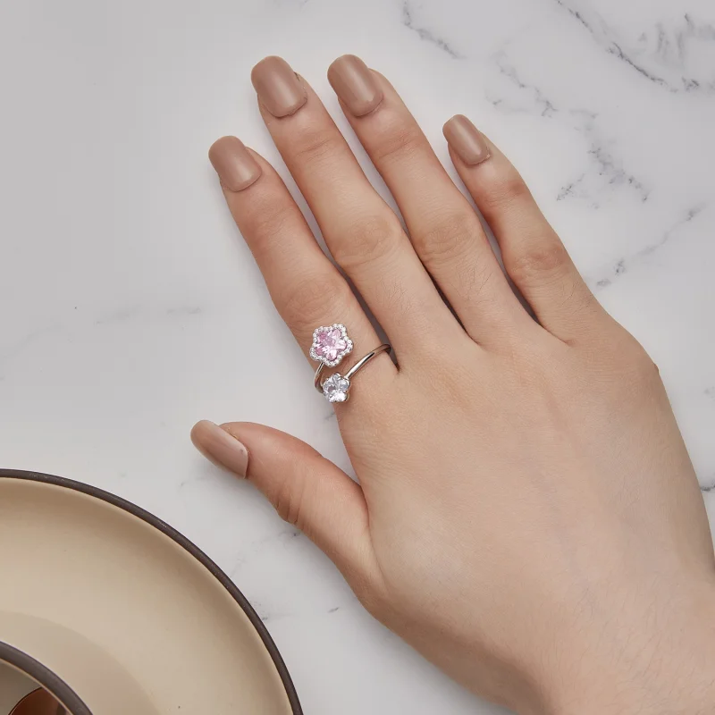 (Bild für) Offener Ring mit kleiner Blume im Pandora-Stil - BSR439 - Ansicht 5