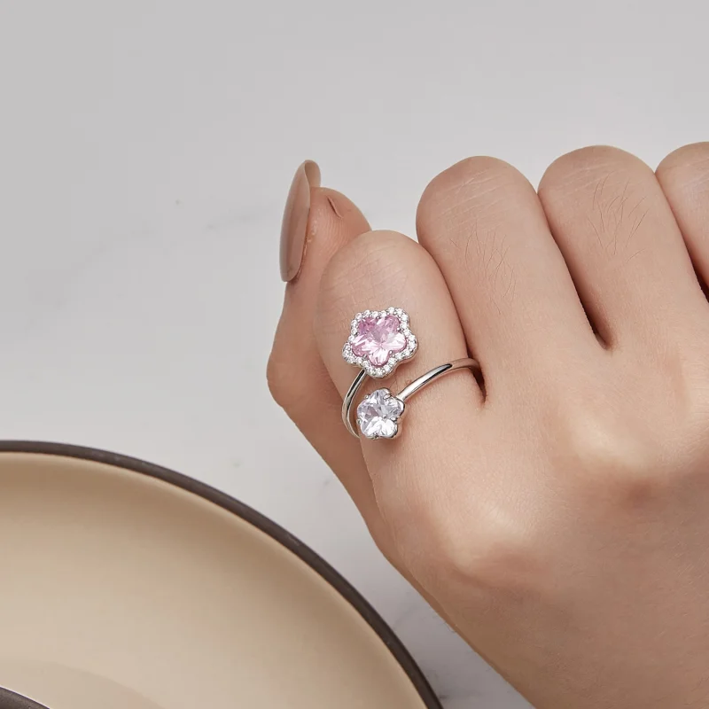 (Bild für) Offener Ring mit kleiner Blume im Pandora-Stil - BSR439 - Ansicht 6