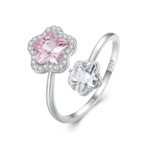 (Bild für) Offener Ring mit kleiner Blume im Pandora-Stil - BSR439