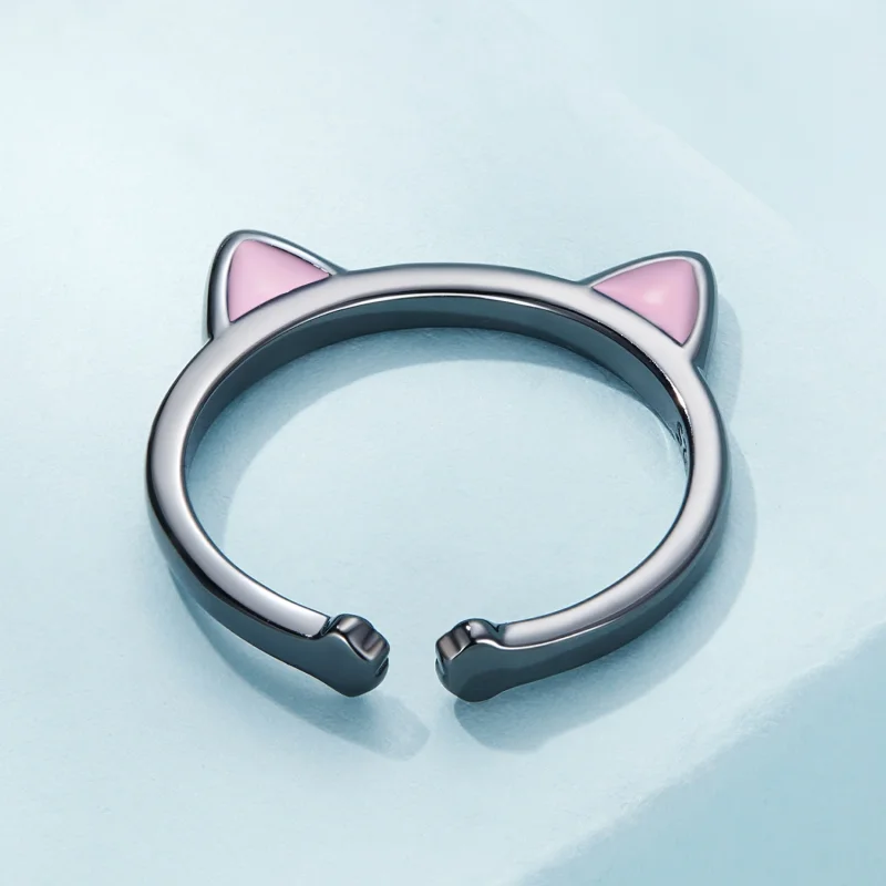 (Bild für) Offener Ring mit schwarzen Katzenohren im Pandora-Stil - SCR922 - Ansicht 3