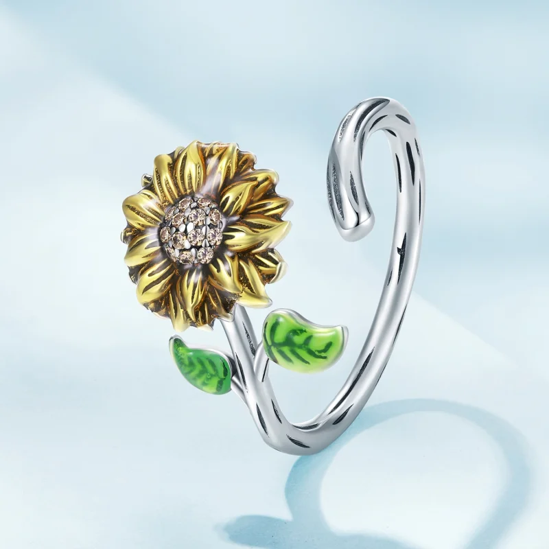 (Bild für) Offener Sonnenblumen-Ring im Pandora-Stil - SCR934 - Ansicht 2
