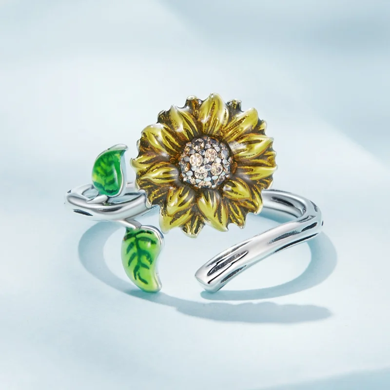 (Bild für) Offener Sonnenblumen-Ring im Pandora-Stil - SCR934 - Ansicht 3