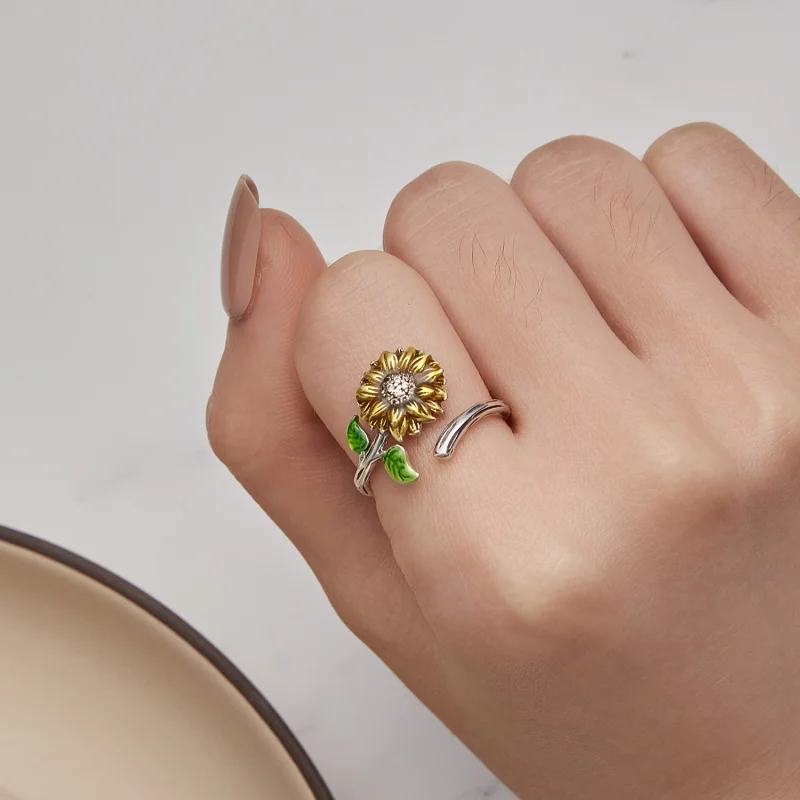 (Bild für) Offener Sonnenblumen-Ring im Pandora-Stil - SCR934 - Ansicht 6