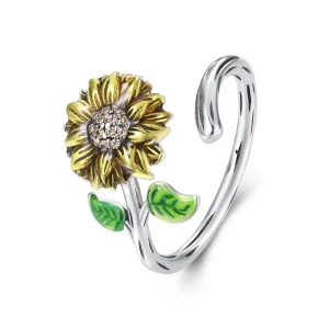 (Bild für) Offener Sonnenblumen-Ring im Pandora-Stil - SCR934