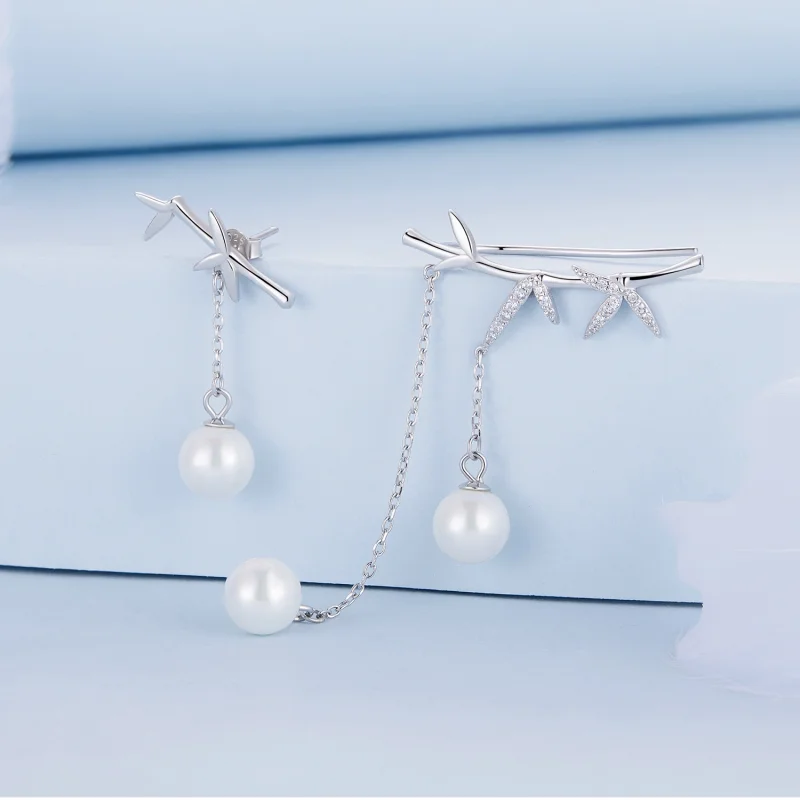 (Bild für) Ohrhänger mit zarten Bambus-Muschelperlen im Pandora-Stil - BSE821 - Ansicht 2