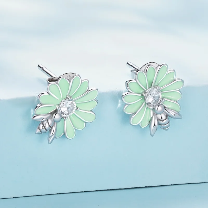 (Bild für) Ohrstecker mit Gänseblümchen-Biene im Pandora-Stil - SCE1598 - Ansicht 2
