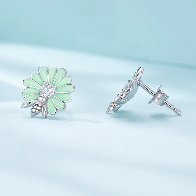 (Bild für) Ohrstecker mit Gänseblümchen-Biene im Pandora-Stil - SCE1598 - Ansicht 3
