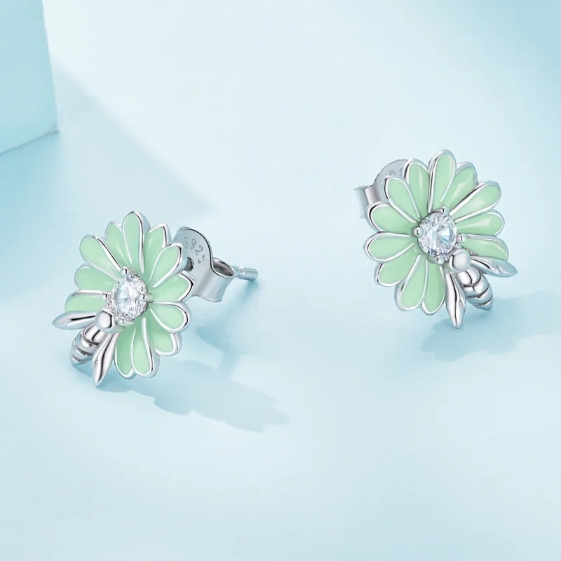 (Bild für) Ohrstecker mit Gänseblümchen-Biene im Pandora-Stil - SCE1598 - Ansicht 4