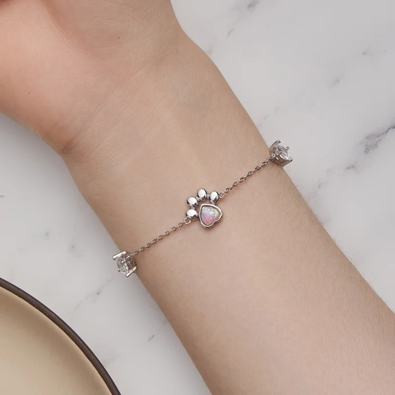 (Bild für) Opal-Pfotenabdruck-Armband im Pandora-Stil - SCB256 - Ansicht 7
