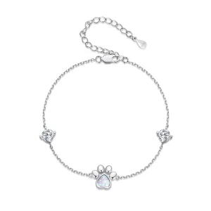 (Bild für) Opal-Pfotenabdruck-Armband im Pandora-Stil - SCB256