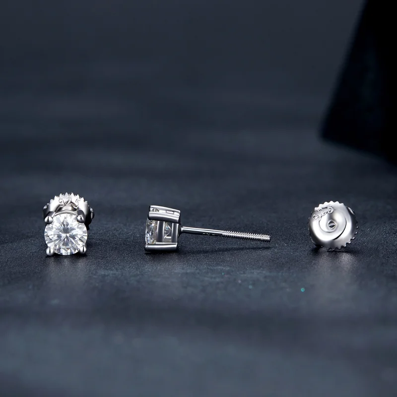 (Bild für) 0,5 Karat Vier-Klauen-Moissanit-Ohrstecker im Pandora-Stil - MSE003-S - Ansicht 3