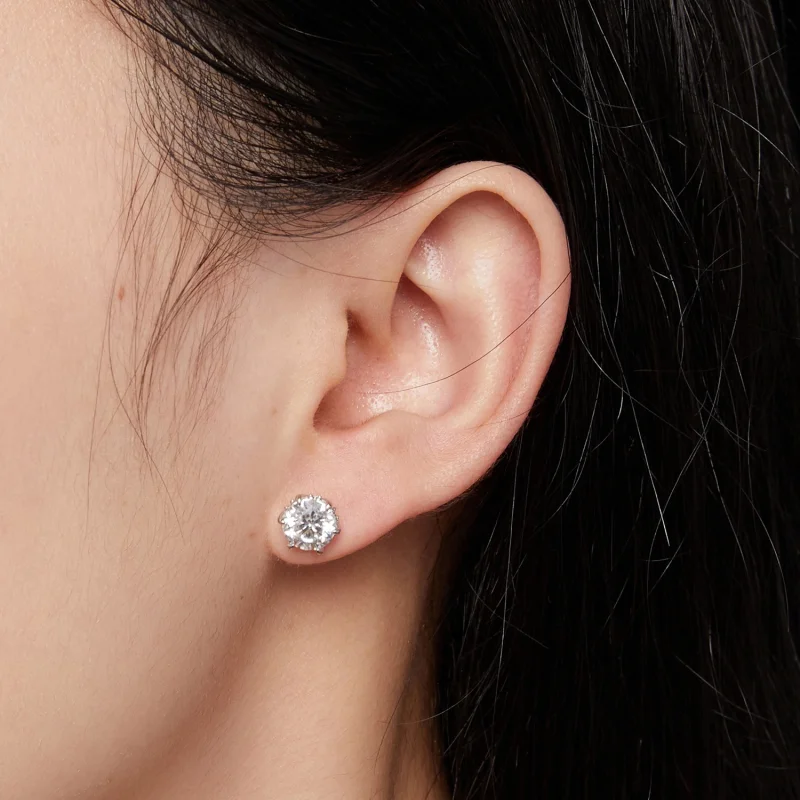 (Bild für) 1-Karat-Moissanit-Ohrstecker im Pandora-Stil - MSE020-L - Ansicht 4