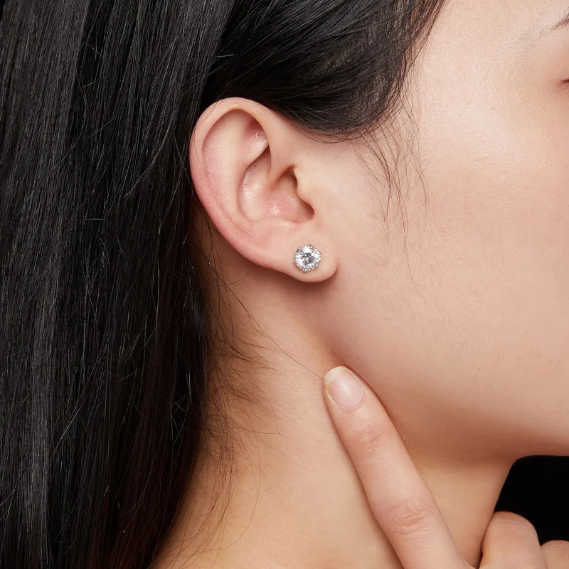 (Bild für) 1-Karat-Moissanit-Ohrstecker im Pandora-Stil - MSE020-L - Ansicht 6