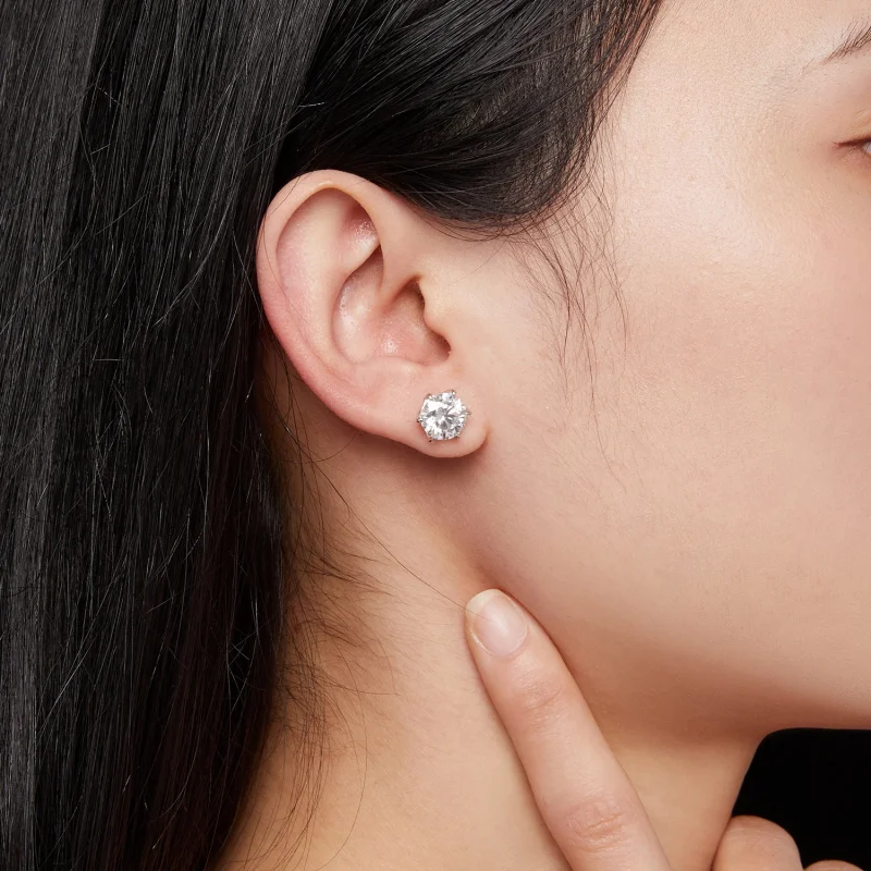 (Bild für) 2-Karat-Moissanit-Ohrstecker im Pandora-Stil - MSE021-L - Ansicht 6