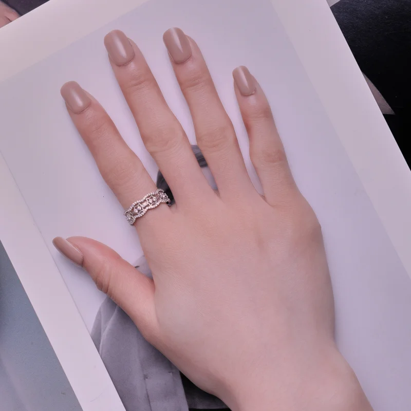 (Bild für) Ring im Pandora-Stil mit Zirkon-Kamelien-Spitzenblumen-Ausschnitt - BSR428 - Ansicht 5