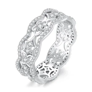 (Bild für) Ring im Pandora-Stil mit Zirkon-Kamelien-Spitzenblumen-Ausschnitt - BSR428