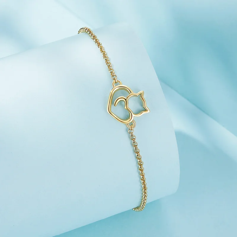 (Bild für) Vergoldetes Armband mit süßer Katze im Pandora-Stil - SCB102-B - Ansicht 2