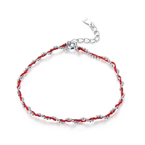 (Bild für) Armband aus silbernem und rotem Seil im Pandora-Stil - SCB173-RD
